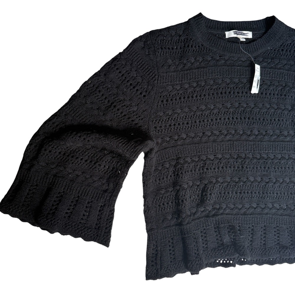 Madewell Scalloped-Trim Sweater‎ Tee black small NWT